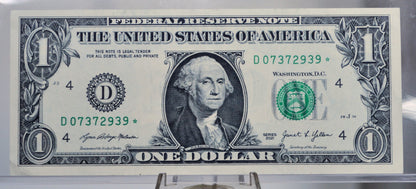 2021 1 Dollar Federal Reserve Star Note - Almost Uncirculated (AU) - Cleveland (D) Issue - 2021 One Dollar Star Note - Fr.3007-D*