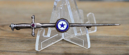 Vintage Sterling Silver American Legion Auxiliary Sword Pin - Ruby Sword Brooch - Awesome American Legion Auxiliary Sterling Sword Brooch