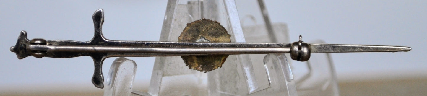 Vintage Sterling Silver American Legion Auxiliary Sword Pin - Ruby Sword Brooch - Awesome American Legion Auxiliary Sterling Sword Brooch