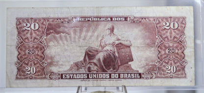 1962 Brazil Valor Legal 20 Cruzeiros Banknote - Marechal Deodoro Da Fonseca - Estampa 2a - 1962 Brazilian Twenty Cruzeiros Note - P#178