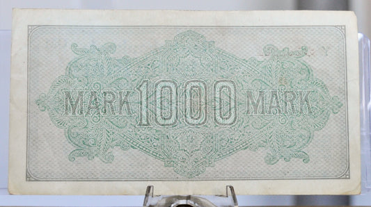 1922 Germany 1000 Mark Star Banknote - Reichsbanknote - Rarer Star Note - Wavy Lines Watermark - 1922 Star One Thousand Mark Note - P#76g*