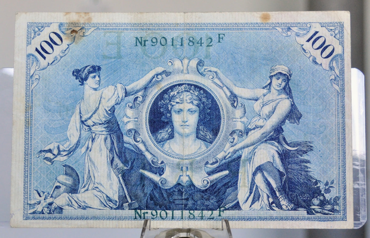 1908 German 100 Mark Banknote - Reichsbanknote - Green Seal Issue, 2nd Printing - 1908 Germany One Hundred Mark Note - P#34