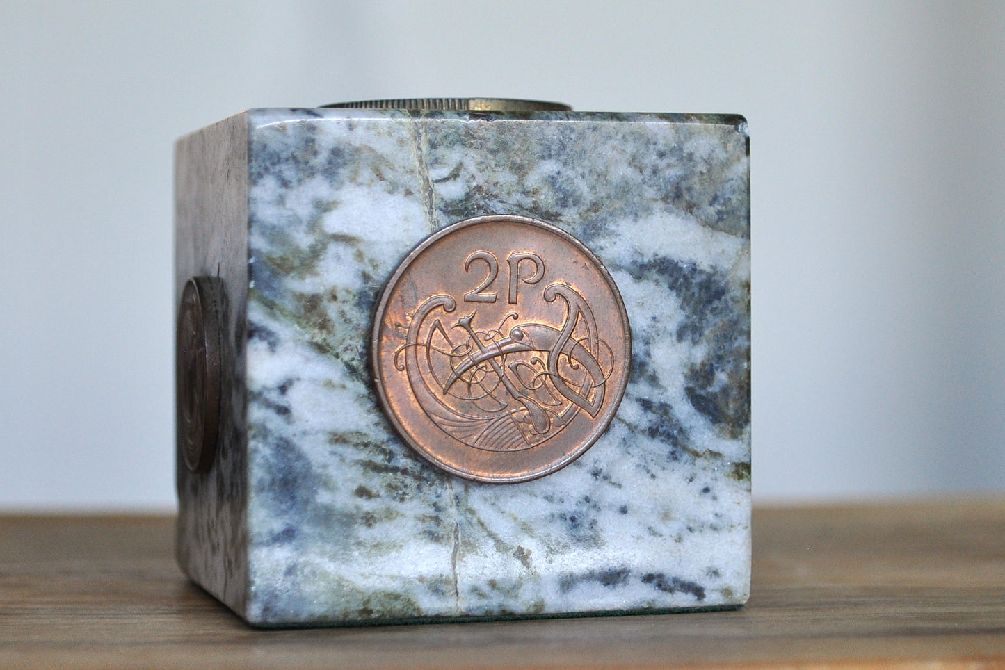 Unique J.C. Walsh & Sons Marble Cube Decorative Coin Paperweight - Made in Rathfarnham, Dublin, Ireland - J.C Walsh & Sons Decorative Paperweight - Connemara Marble Paperweight