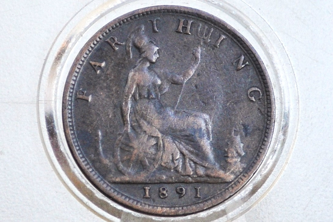 1891 Great Britain Farthing - VF/XF - Great Color - 1891 Farthing UK 1891
