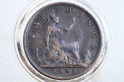 1891 Great Britain Farthing - VF/XF - Great Color - 1891 Farthing UK 1891