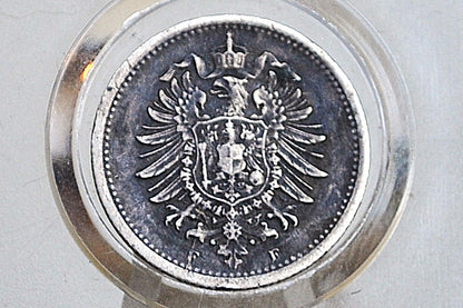 Silver 1875 German 20 Pfennig - F Mint Mark - XF Condition - German Empire 1875, Silver Pfennig 1875F, Great Coin and Condition -