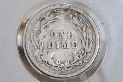1899-S Barber Silver Dime - VG, Better Date - 1899S Barber Dime S Mint 1899 - Silver Dimes