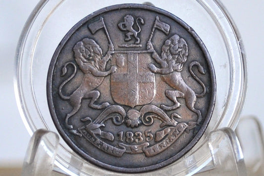 1835 East India Company 1/4 Anna, XF Condition - Calcutta Mint - Dutch East India Company One Quarter Anna 1835, Early 1800's Coin