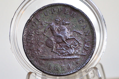 1854 Bank of Upper Canada One Penny - 1 Penny Bank Token - XF Details, Corrosion - 1854 Bank Token One Penny - 1854 Canadian Large Cent
