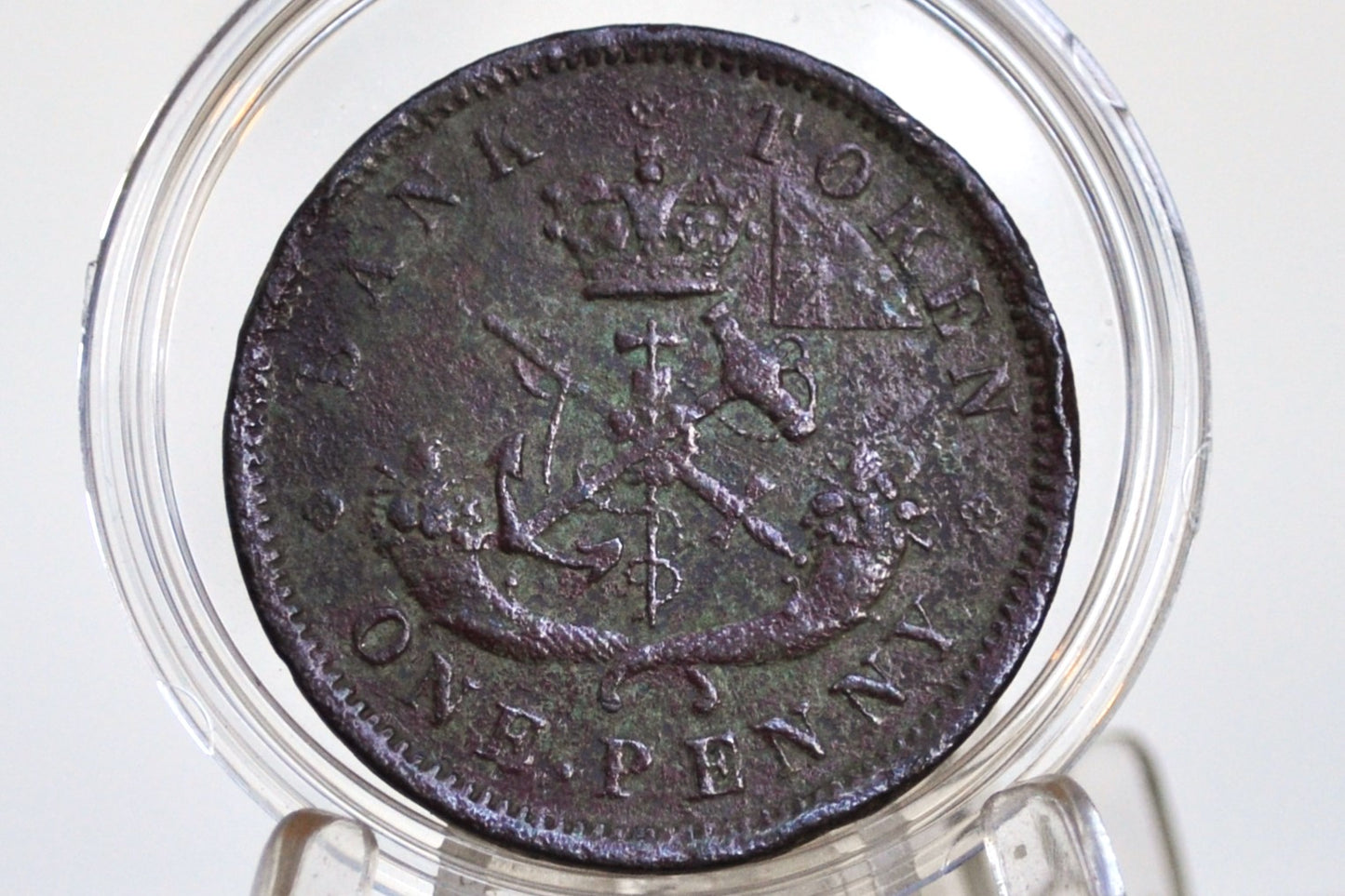 1854 Bank of Upper Canada One Penny - 1 Penny Bank Token - XF Details, Corrosion - 1854 Bank Token One Penny - 1854 Canadian Large Cent