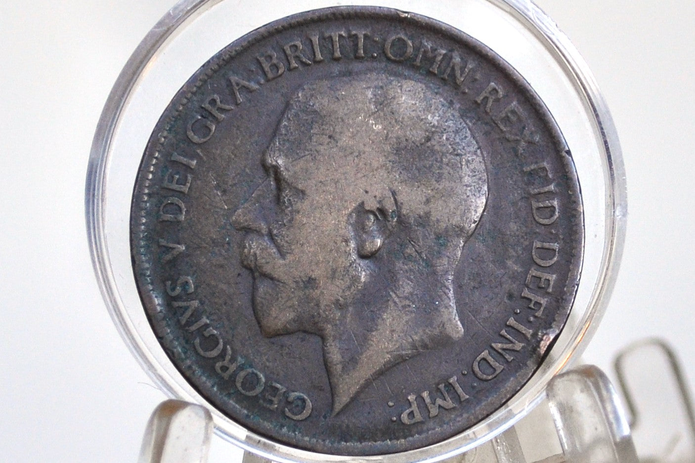 1918-H Great Britain One Penny - Rarer Type - 1918 H UK Penny 1918H England 1 Cent - King George, Bronze, Key Date!