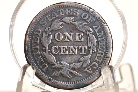 1844 Braided Hair Large Cent - Mysteriously Missing "1" - 1844 US 1 Cent United States 1844 Large Cent - Braided Hair 1839 to 1857