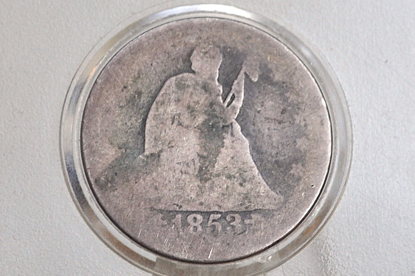 1853 Seated Liberty Quarter, AG, 1853 Silver Quarter 1853 Liberty Seated Quarter; Historic Coin Type, Great Collection Addition (Copy)