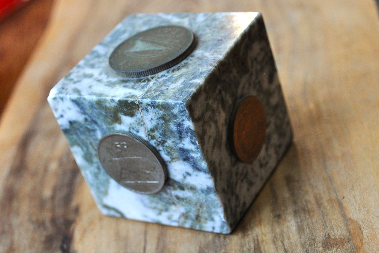 Unique J.C. Walsh & Sons Marble Cube Decorative Coin Paperweight - Made in Rathfarnham, Dublin, Ireland - J.C Walsh & Sons Decorative Paperweight - Connemara Marble Paperweight