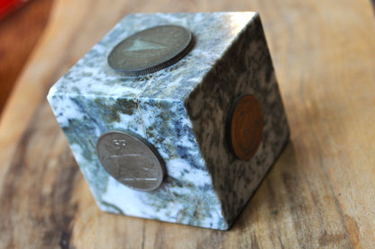 Unique J.C. Walsh & Sons Marble Cube Decorative Coin Paperweight - Made in Rathfarnham, Dublin, Ireland - J.C Walsh & Sons Decorative Paperweight - Connemara Marble Paperweight