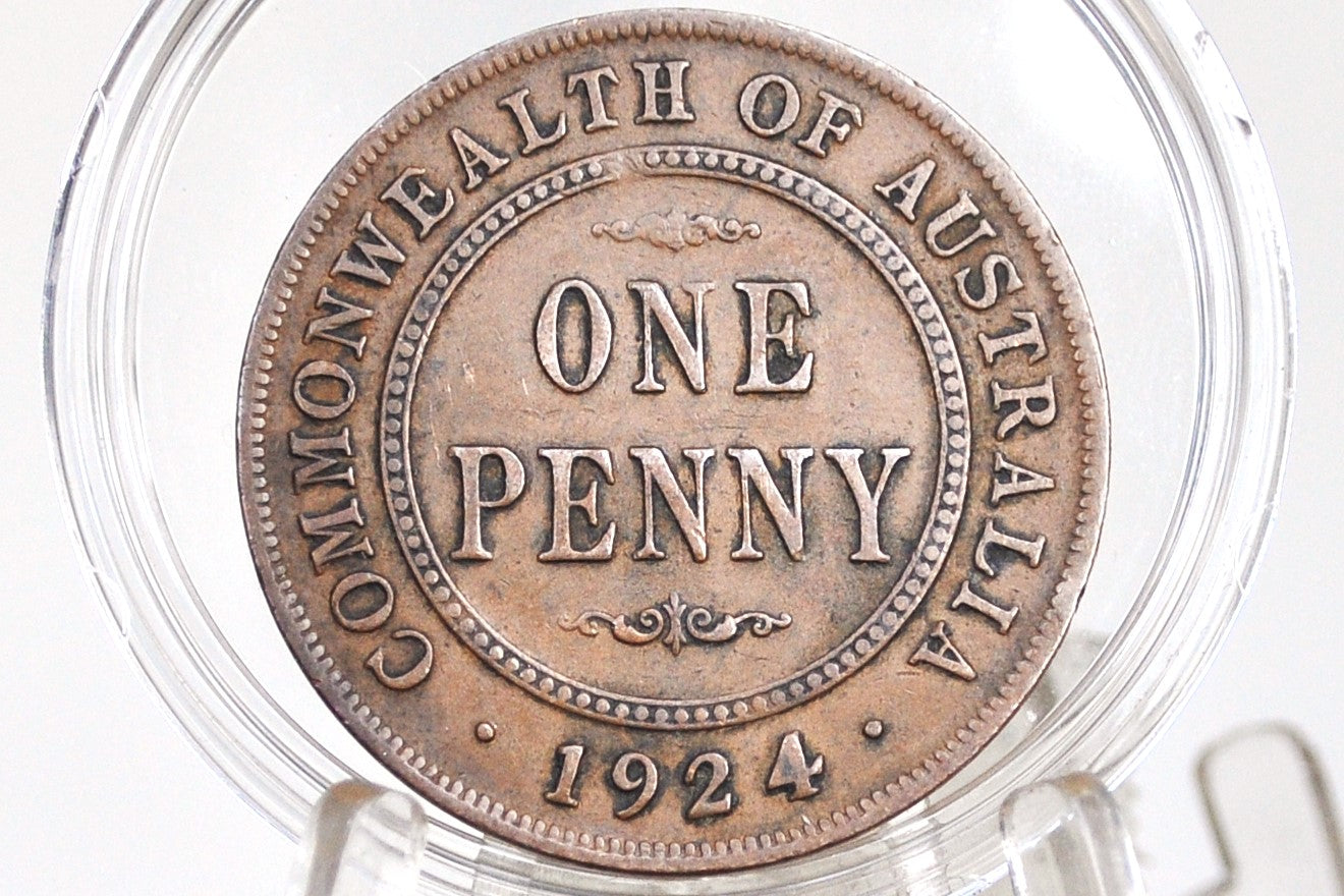 1924 Australian One Penny - Great Condition - King George - Australian One Cent 1924- Old Australia Coins