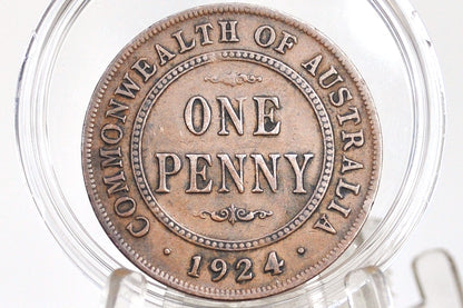 1924 Australian One Penny - Great Condition - King George - Australian One Cent 1924- Old Australia Coins