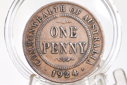 1924 Australian One Penny - Great Condition - King George - Australian One Cent 1924- Old Australia Coins