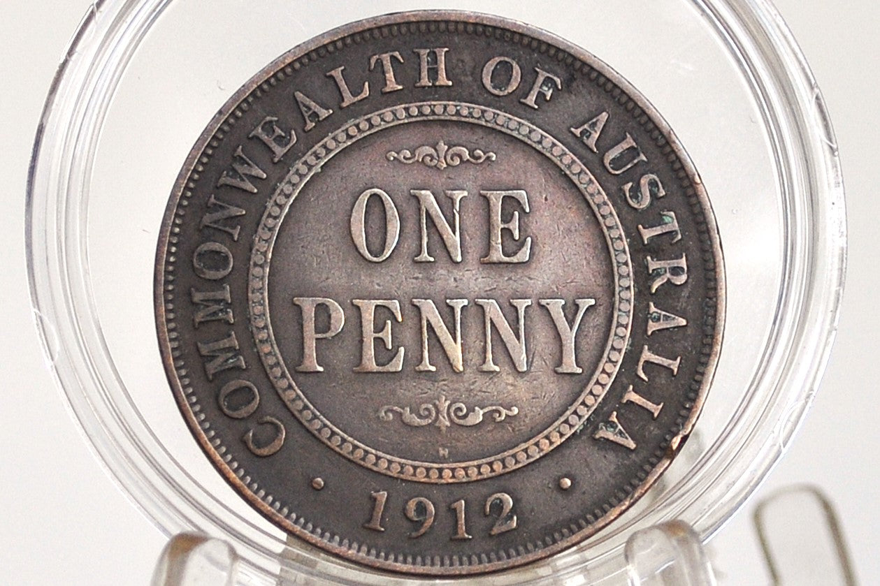 1912 Australian One Penny - Great Condition - King George - Australian One Cent 1912 - Old Australia Coins
