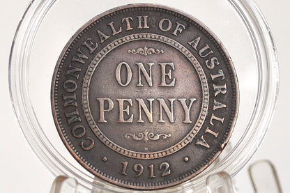1912 Australian One Penny - Great Condition - King George - Australian One Cent 1912 - Old Australia Coins