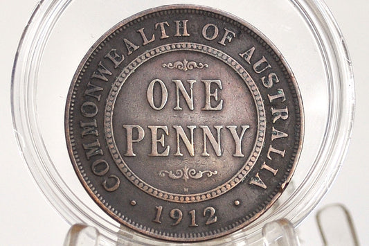 1912 Australian One Penny - Great Condition - King George - Australian One Cent 1912 - Old Australia Coins