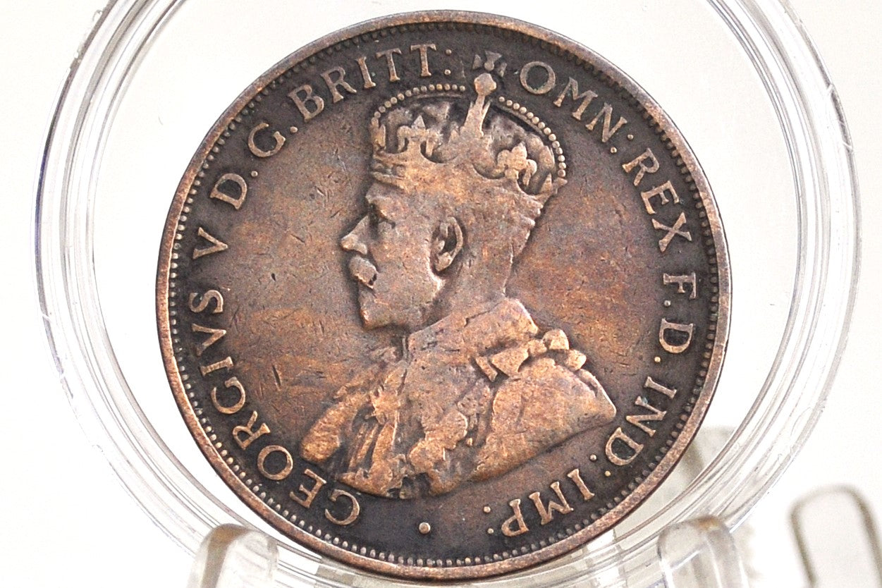 1912 Australian One Penny - Great Condition - King George - Australian One Cent 1912 - Old Australia Coins