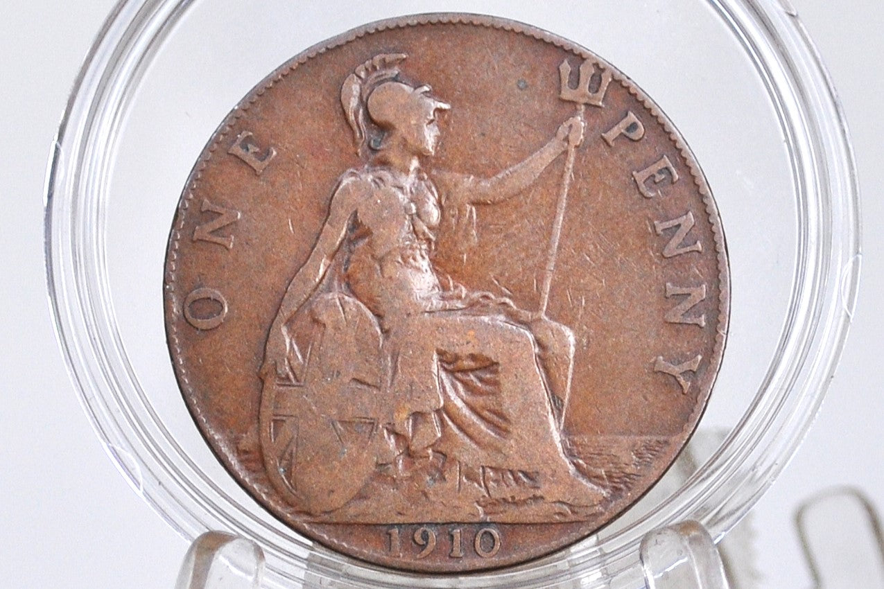 1910 Great Britain One Penny - Choose by Grade / Coin - UK Penny 1910 - Higher Grades