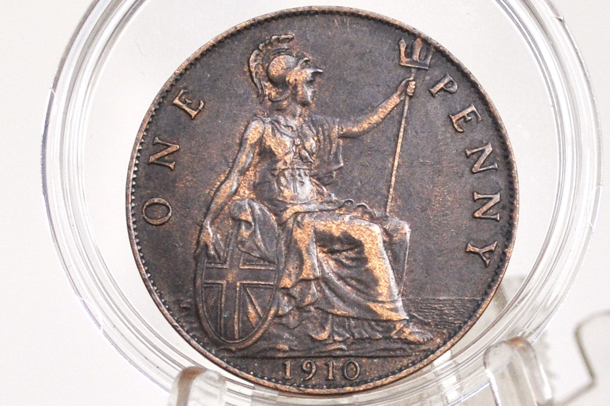 1910 Great Britain One Penny - Choose by Grade / Coin - UK Penny 1910 - Higher Grades
