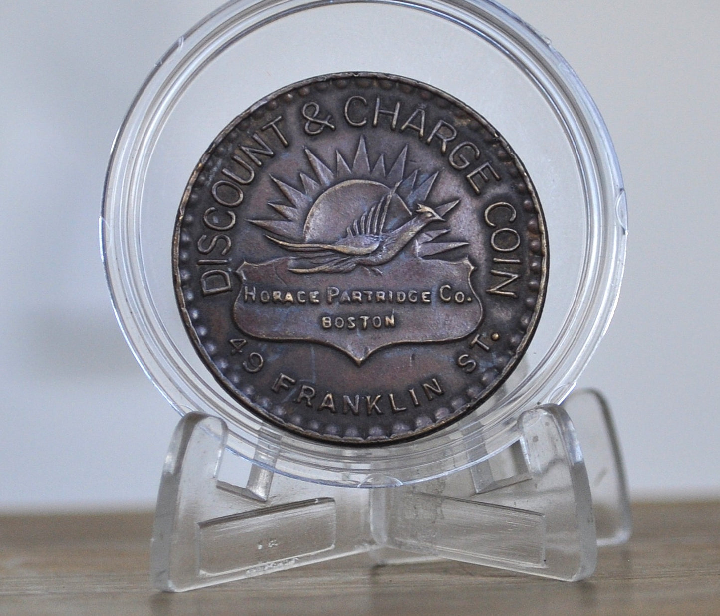 Horace Partridge Co. Sporting Goods Store Token, Boston, MA - Discount and Charge Coin 49 Franklin St. Boston No.C-681 Token