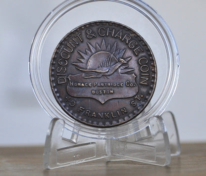 Horace Partridge Co. Sporting Goods Store Token, Boston, MA - Discount and Charge Coin 49 Franklin St. Boston No.C-681 Token