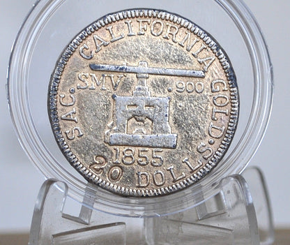 Blake & Co. Assayers 1855 Twenty Dollar Coin - 20 Dollar Coin California 1855 Token