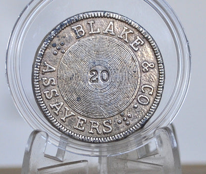 Blake & Co. Assayers 1855 Twenty Dollar Coin - 20 Dollar Coin California 1855 Token