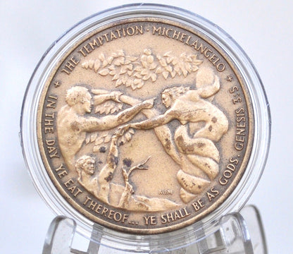 Medallic Art Co, Michelangelo, "The Temptation" / " The Creation Of Man" - Michelangelo Religious medallion biblical art token