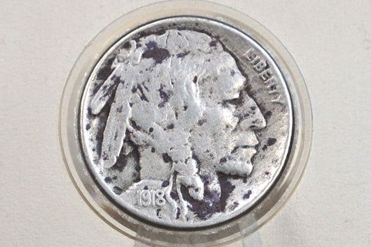 1918-S Buffalo Nickel - XF Details, Corrosion Spots - San Francisco Mint - Indian Head Nickel 1918S - Rare Date