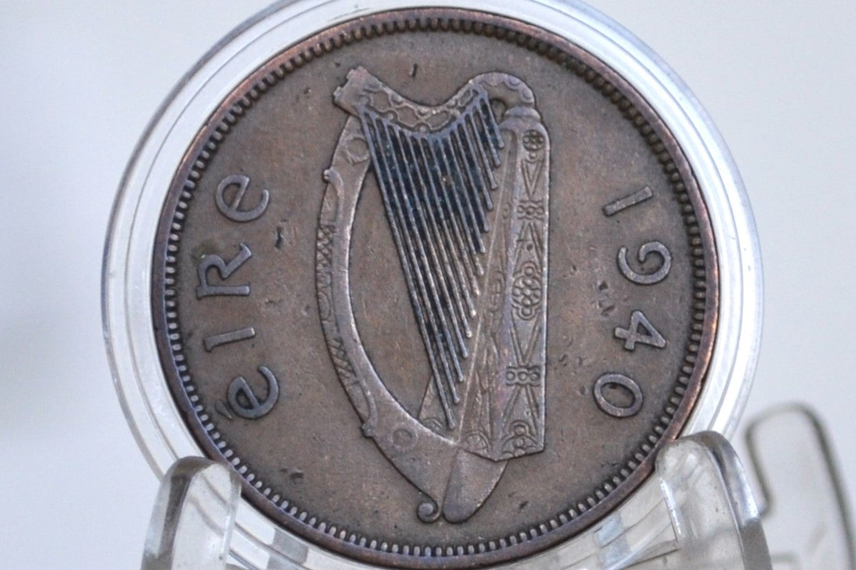 1940 Irish Penny - XF/AU Grade / Condition - Rare Date, Low Mintage - 1940 Penny Ireland