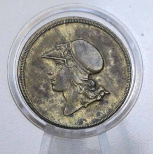 German Spielmark Woman and Angel Riding Lion with Harp Game Token - Woman/Angel Riding Lion with Harp German Speil Marke Token (ND)