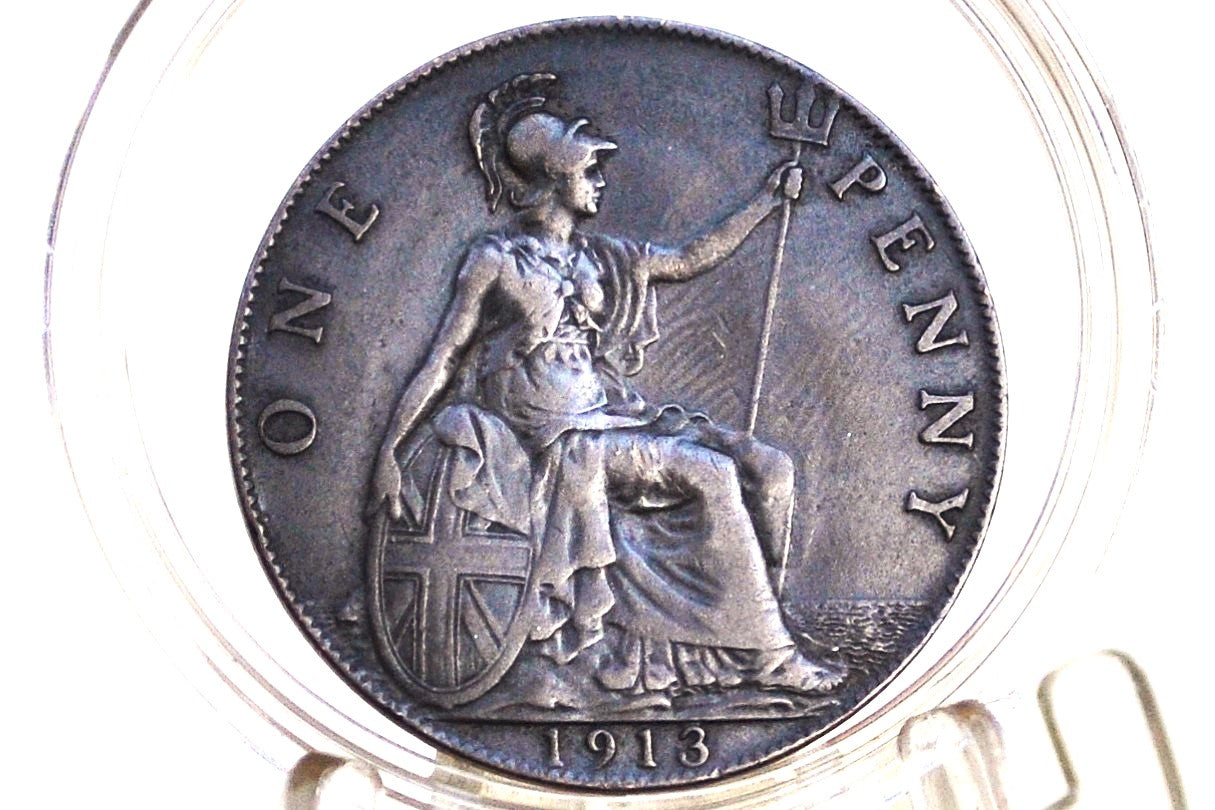 1913 Great Britain One Penny - Choose by Grade / Coin - UK Penny 1913 - Higher Grades