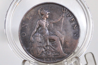 1913 Great Britain One Penny - Choose by Grade / Coin - UK Penny 1913 - Higher Grades