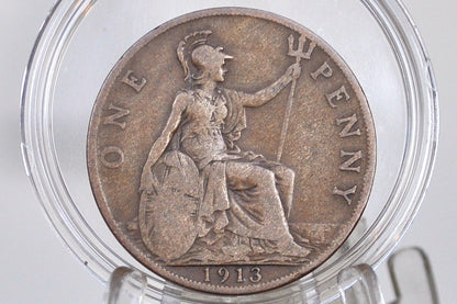 1913 Great Britain One Penny - Choose by Grade / Coin - UK Penny 1913 - Higher Grades