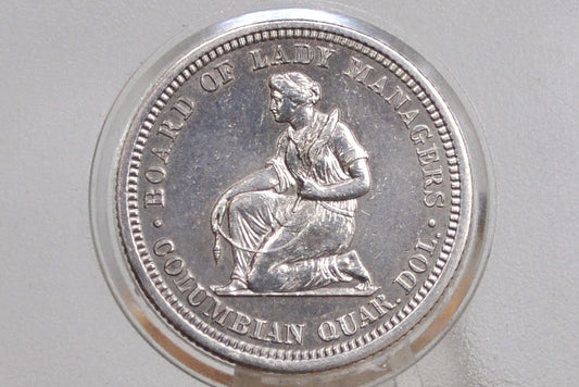 1893 Isabella Quarter, Columbian Exposition Quarter - Uncirculated Details, Old Cleaning - Rare Commemorative Quarter from the World's Columbian Exposition