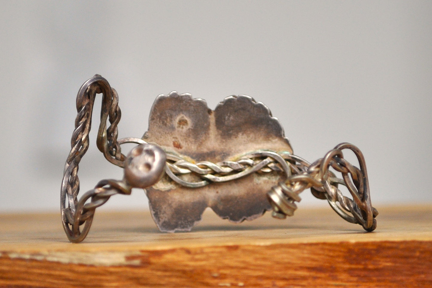 Homemade Edged Dome Coiled Wire Turquoise Bracelet - Double Turquoise Stone Bracelet - Dual Turquoise Stone Jagged Dome Bracelet