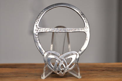 Vintage Celtic Double Heart Pewter Scarf Ring - Made in Scotland - Triquetra/Trinity Knot Scarf Ring