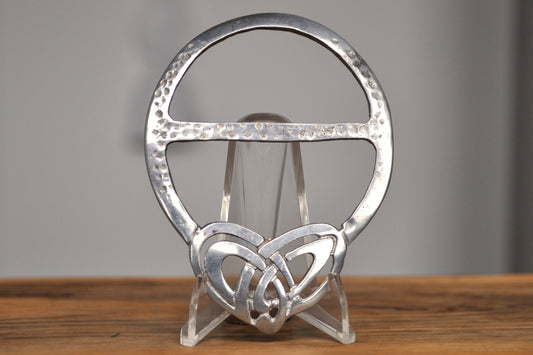 Vintage Celtic Double Heart Pewter Scarf Ring - Made in Scotland - Triquetra/Trinity Knot Scarf Ring