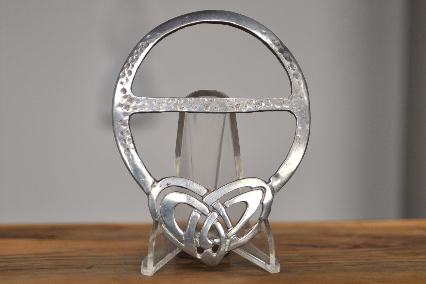 Vintage Celtic Double Heart Pewter Scarf Ring - Made in Scotland - Triquetra/Trinity Knot Scarf Ring