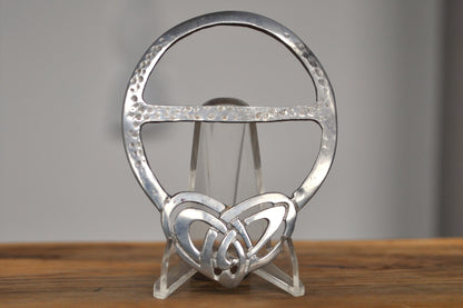 Vintage Celtic Double Heart Pewter Scarf Ring - Made in Scotland - Triquetra/Trinity Knot Scarf Ring