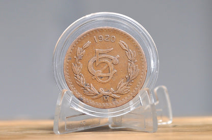 1920 Mexican 5 Centavos - Fine Condition - Mexico City Mint - Mexican Republic Coins -