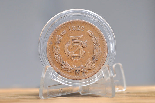 1920 Mexican 5 Centavos - Fine Condition - Mexico City Mint - Mexican Republic Coins -