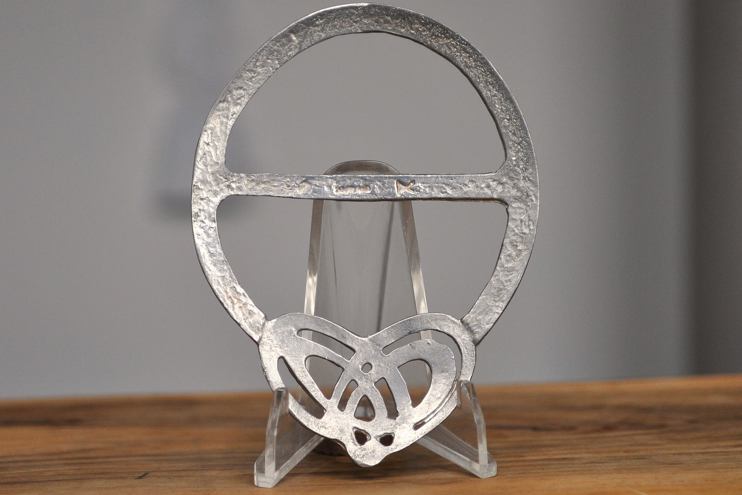 Vintage Celtic Double Heart Pewter Scarf Ring - Made in Scotland - Triquetra/Trinity Knot Scarf Ring