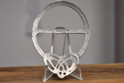 Vintage Celtic Double Heart Pewter Scarf Ring - Made in Scotland - Triquetra/Trinity Knot Scarf Ring