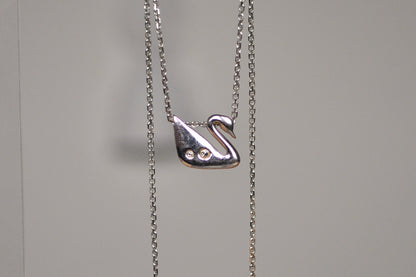 Stunning Swarovski Crystal Swan Necklace - 20 Inches - Silverplated Crystal Swan Necklace by Swarovski